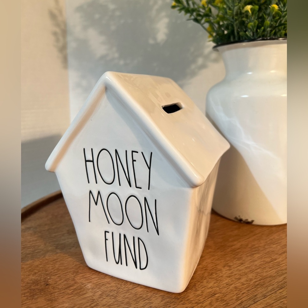 Rae Dunn White Honeymoon Fund Ceramic Bank